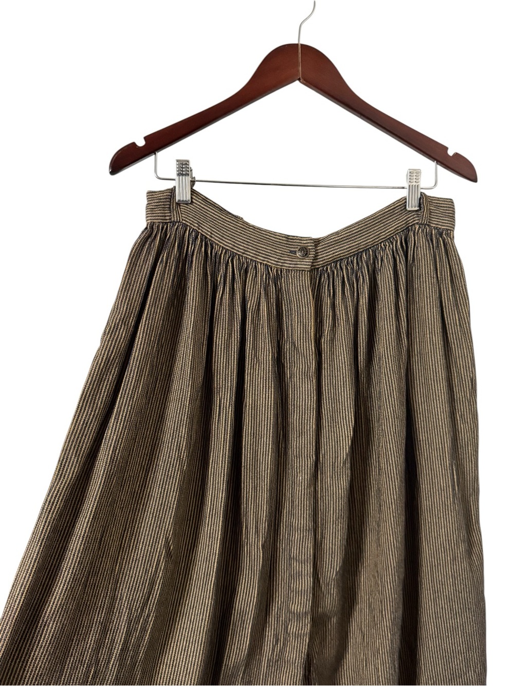 SESSUN Massari Striped Pleated Sand Black Midi Skirt - Picture 4 of 8